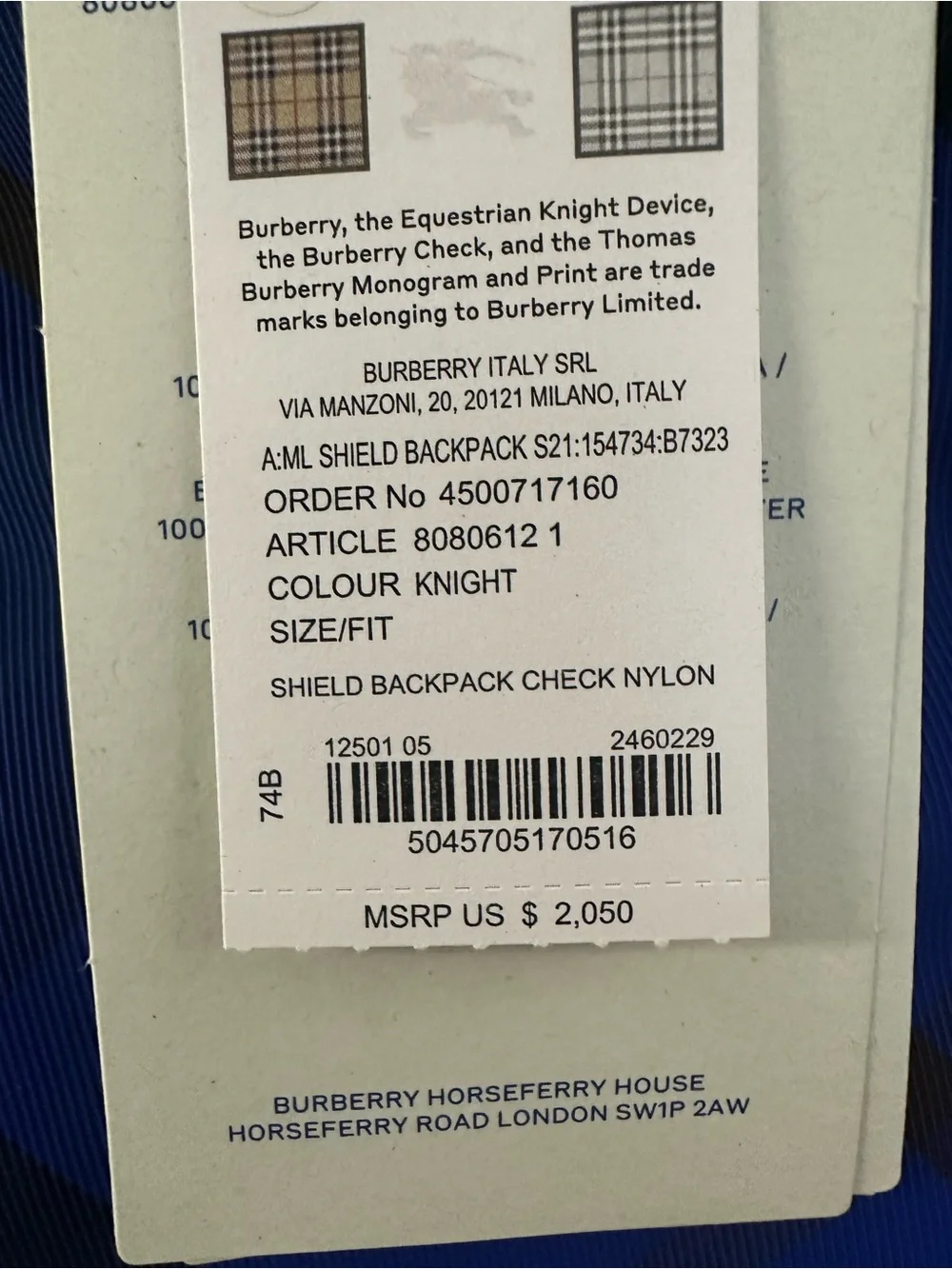 Burberry backpack bold